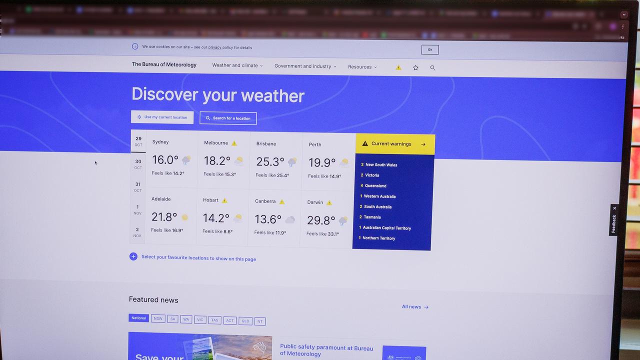 The BOM weather website (file image)