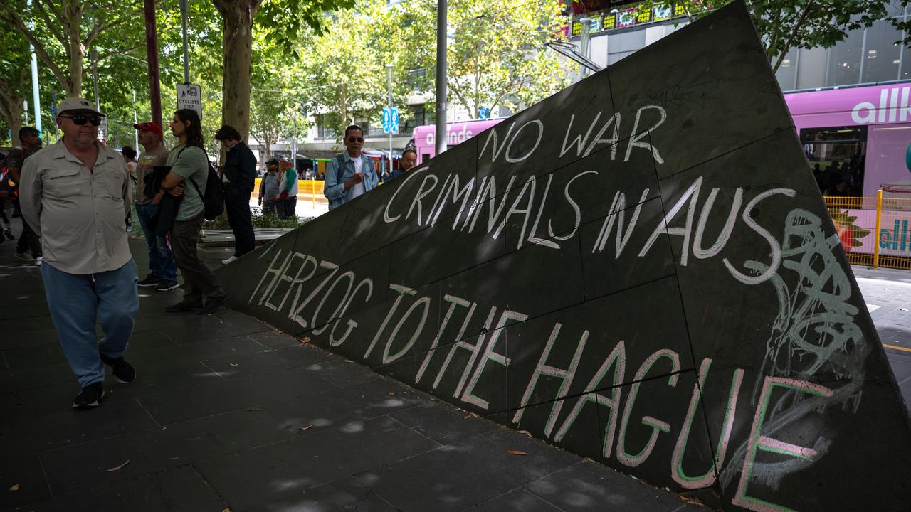 A rally protesting Isaac Herzog's visit (file image)