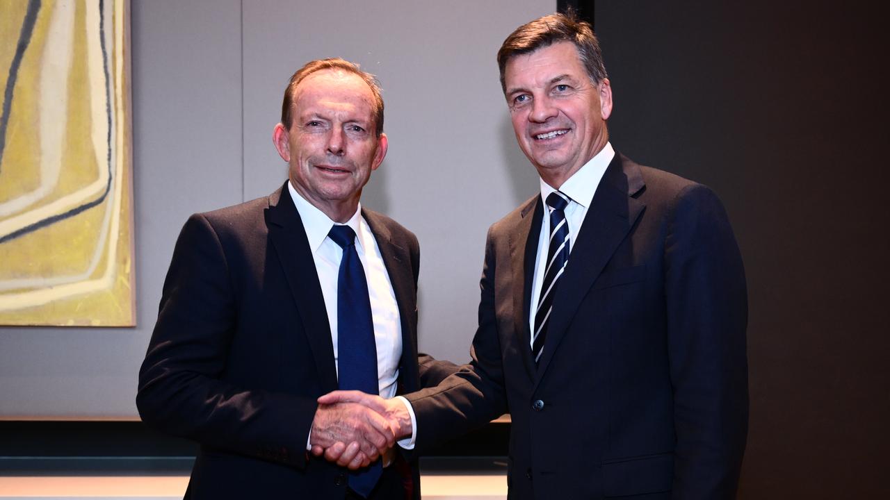 Tony Abbott and Angus Taylor